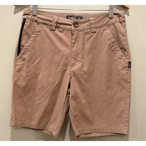 O'NEILL Hybrid Chino Shorts Size 30 Dark Khaki Zipper Button Drawstring Golf